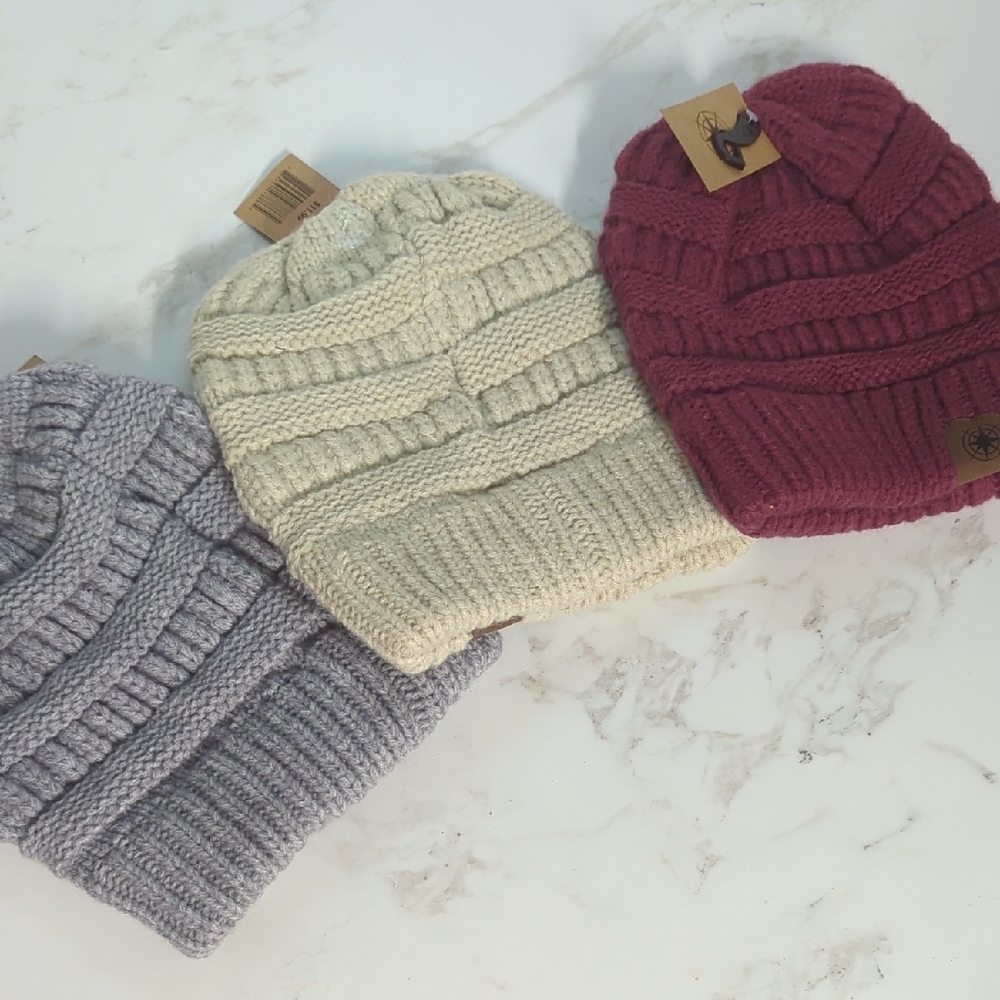 3 Pc Cozy Knit Beanie Set